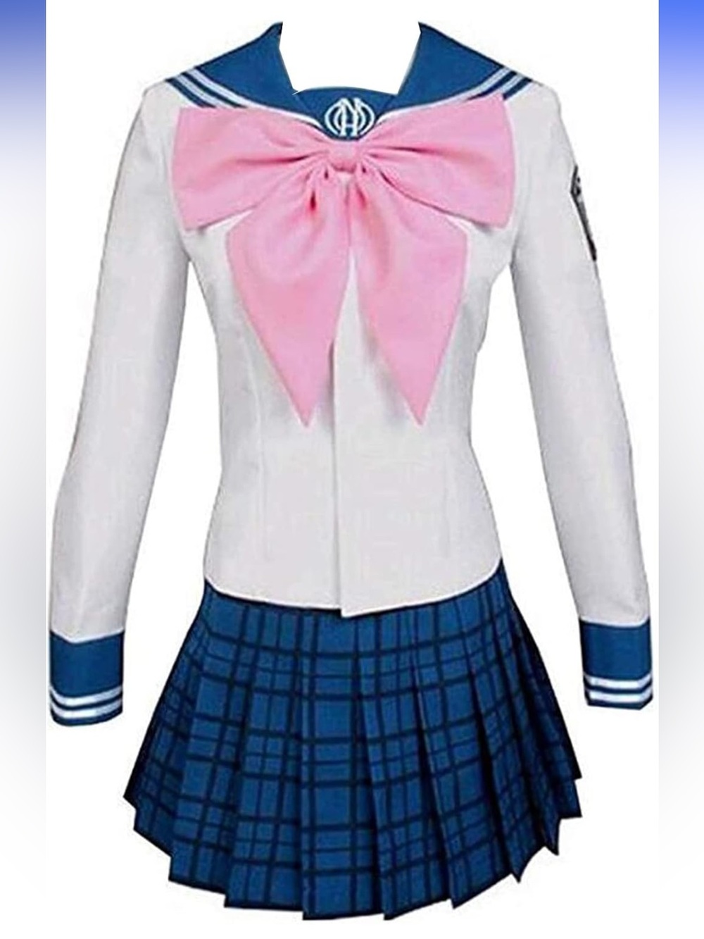 New Anime Danganromoa White & Blue Sailor costume School Girl
